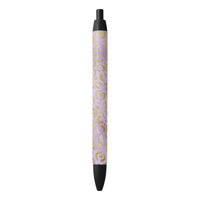 Noir Stylo Empreinte de léopard de glam or violet (devant Vertical)