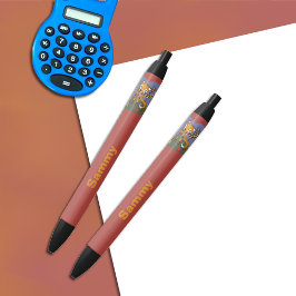 Noir Stylo enfant renard Woodland avec nom