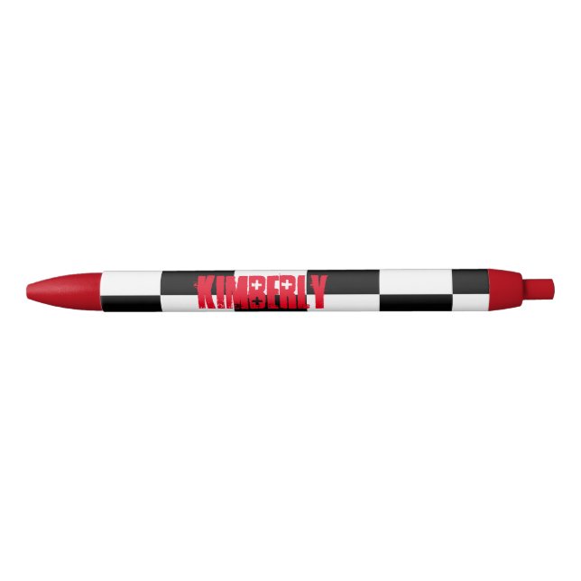Noir Stylo fait sur commande noir, blanc et rouge (Devant)