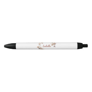 Noir Stylo floral élégant personnalisé
