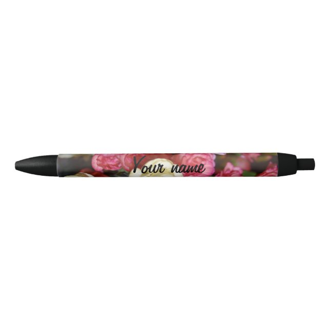 Noir Stylo floral personnalisé (Devant)