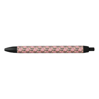Noir Stylo floral rose et or