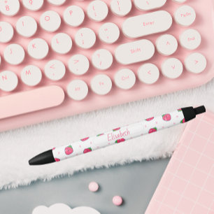 Noir Stylo Fun Fraise Personnalisable