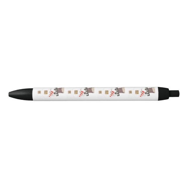 Noir Stylo géant de bonhomme de neige (Devant)