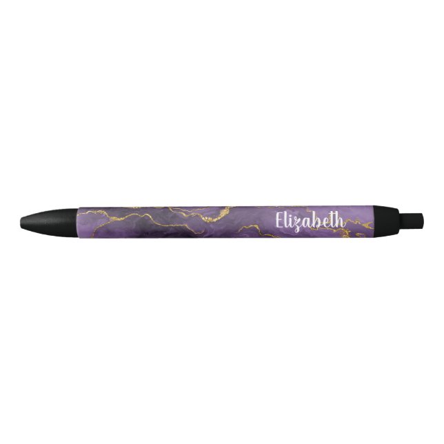 Noir Stylo Géode D'Agression D'Or Purple Moderne (Devant)