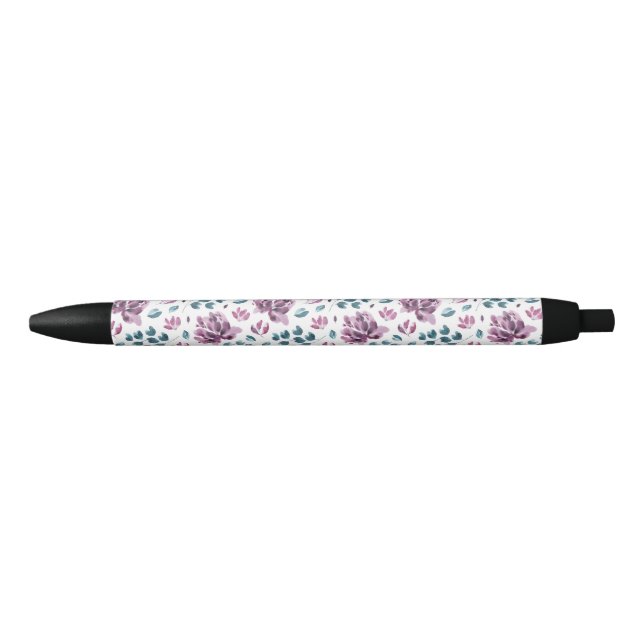 Noir Stylo Mariage couleur d'aquarelle violet Peony (Devant)