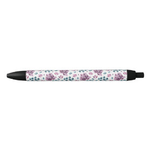 Noir stylo mariage fleur aquarelle pivoine violette