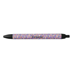 Noir Stylo personnalisé à motif aquarelle