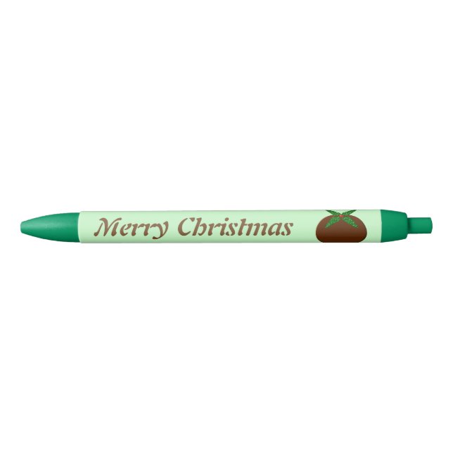 Noir Stylo personnalisé de pudding de Noël (Devant)