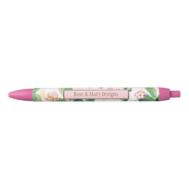 Noir Stylo personnalisé d'impression de cactus (Devant)