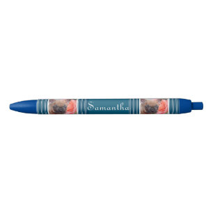 Noir Stylo personnalisé par bleu de bouledogue frança