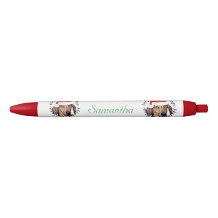 Noir Stylo personnalisé par chien de teckel de Noël