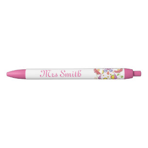 Noir Stylo personnalisé par professeur rose-clair de