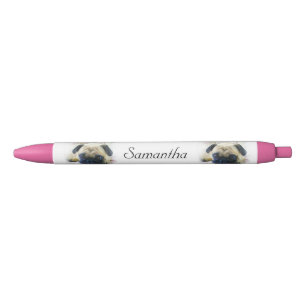 Noir Stylo personnalisé par rouge de chien de carlin