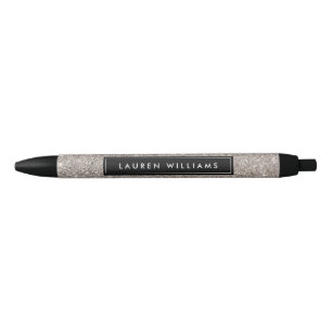 Noir Stylo personnalisé Parties scintillant en argent