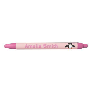 Noir Stylo Pimpant Rose Bébé Pingouin Personnalisé