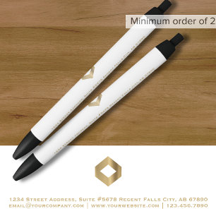 Noir Stylo promotionnel minimaliste en or blanc