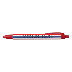 Noir Stylo rayé bleu et blanc personnalisé