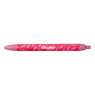 Noir Stylo rose et rouge feuillage encre noire