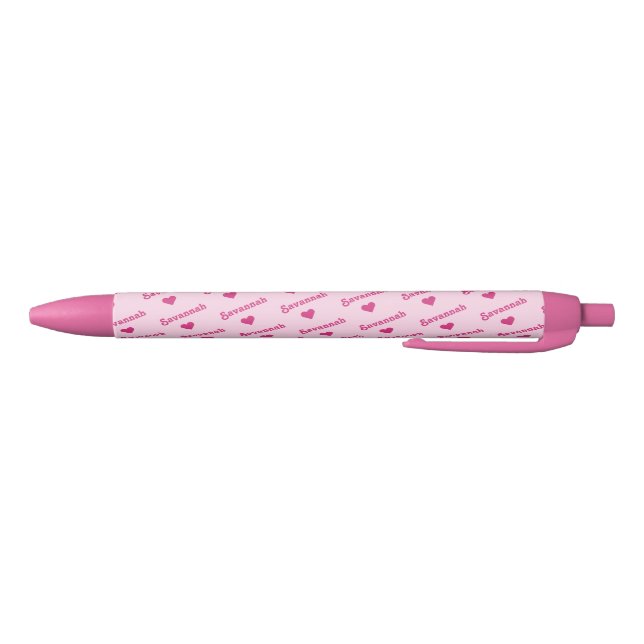 Noir Stylo rose personnalisé - N'importe quel nom avec  (Bas)