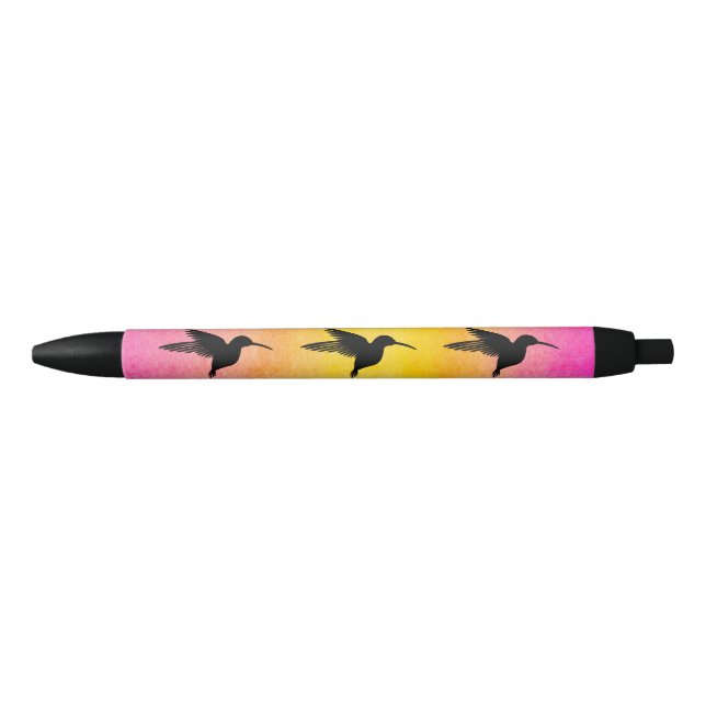 Noir Stylo texturisé de Colibri de colibri d'aquarelle (Devant)