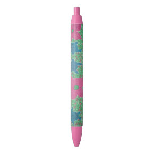 Noir Stylo tropical de tortues et de fleurs