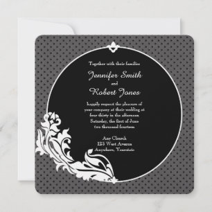 Noir sur Faire-part de mariage Pois noir