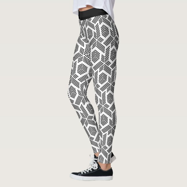 Noir sur points blancs leggings motifs géométrique (Gauche)