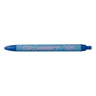 Noir Sweet 16, Numéro Seize, stylo paillettes rose bleu