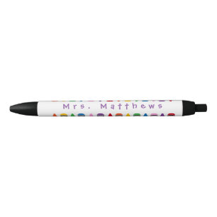 Noir Teacher Couleur Crayon Monogramme Purple Stylo