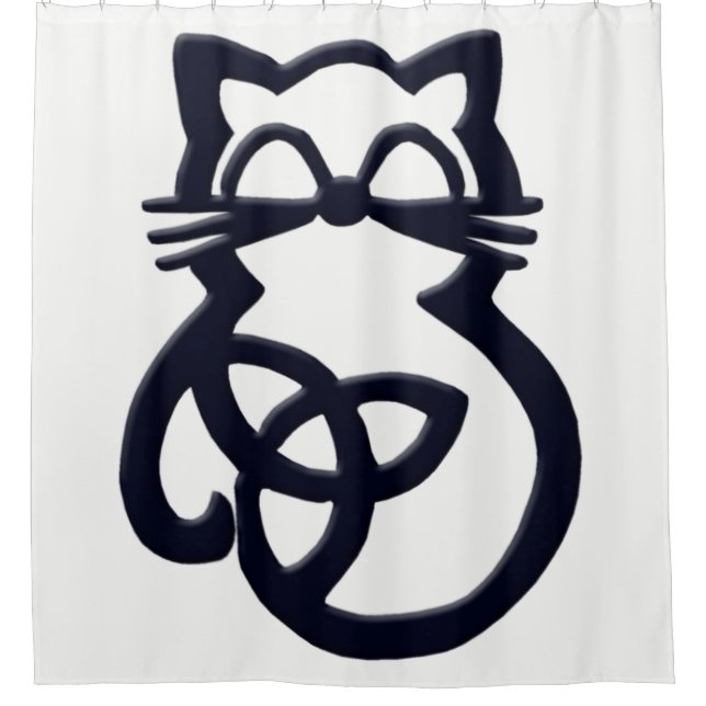 Noir Trinity Knot Celtic Chat Douche Rideau (Devant)