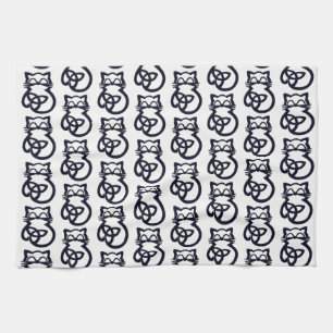 Noir Trinity Knot Celtic Chat Serviette de cuisine