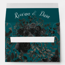 Noir Turquoise Rose gothique Elégant Mariage
