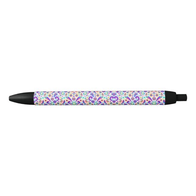 Noir Un stylo avec un motif floral vibrant sur son corp (Devant)