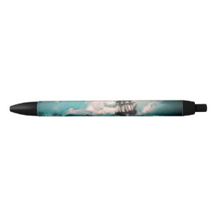 Noir Vieux bateau de pirate sur le stylo orageux