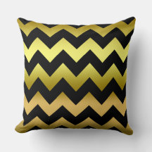 Noir Vieux Or Ombre Zig Zag Coussin rayé