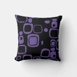 Noir, violet, violet rétro Coussin d'art Abstrait