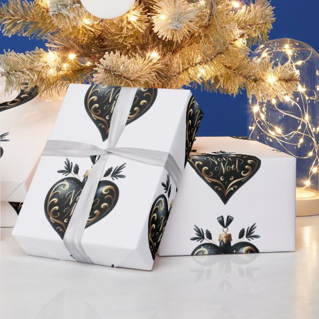 Noir Weihnachten Heart Shaped Ornament Geschenkpap Geschenkpapier (Feiertage)