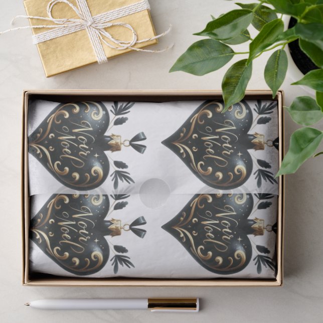 Noir Weihnachten Heart Shaped Ornament Geschenkpap Seidenpapier (Geschenk)
