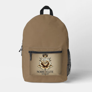 Noire Élité Beige Crowned Rose Rucksack – Minimal 