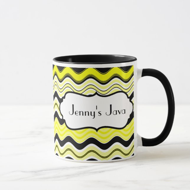 , Noires, blanches tasse personnalisée par rayures (Droite)
