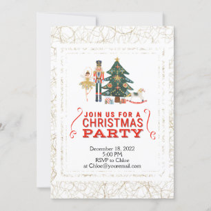 Noisette de Noël Gold & White Party Invitation