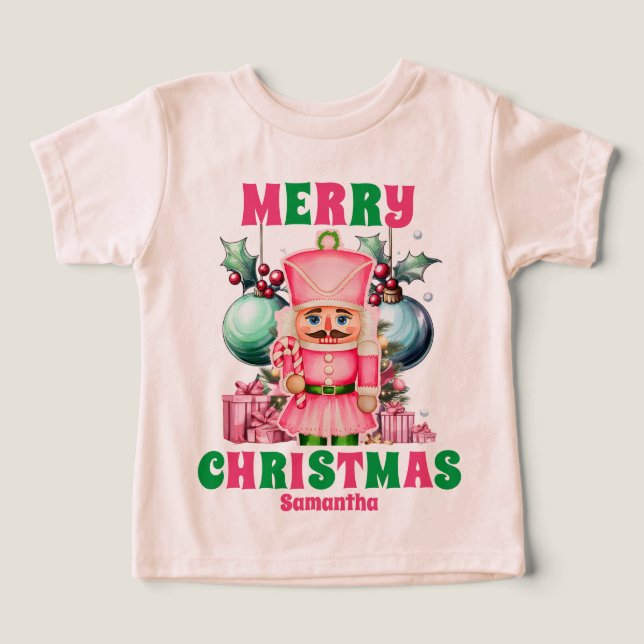 Noisette de Noël rose Nom personnalisé (Design Recto)