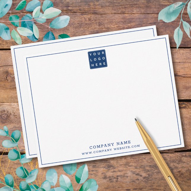 Nokia N90 ist ein Unternehmen mit einem Namen für  Mitteilungskarte (Custom Business Logo Navy Blue Company Name Note Card | Match border and company name to brand color)