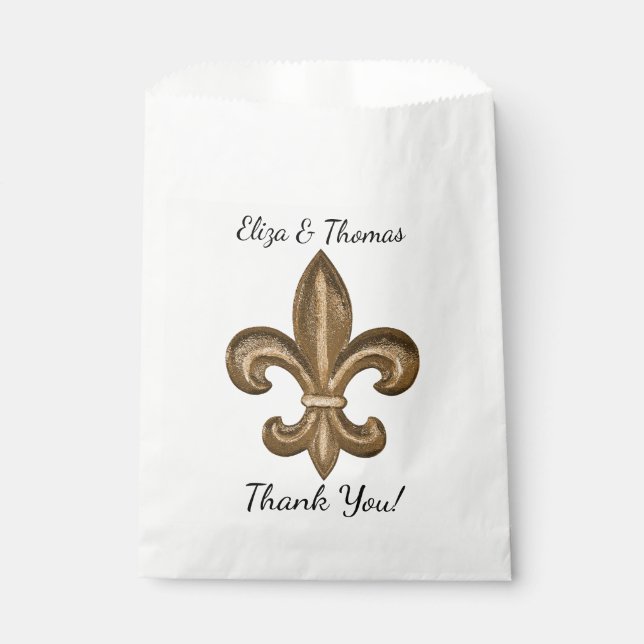 Nola Gold French Lilie Wedding Vielen Dank Geschenktütchen (Vorderseite)