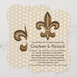 Nola Gold & White Lilie Hochzeit Einladung