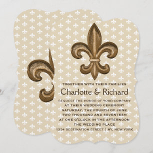 Nola Gold & White Lilie Hochzeit Einladung