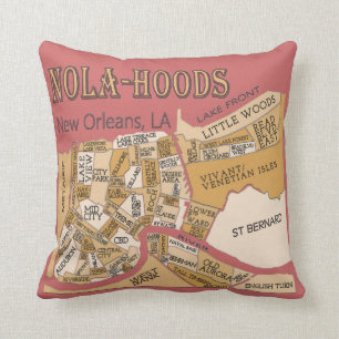 Nola-Hoods, New Orleans - Nachbarschaftspläne, Kissen