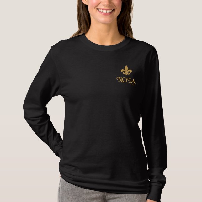 NOLA-Lilie Besticktes Langarmshirt (Vorderseite)