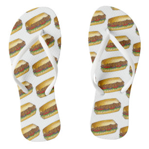 NOLA New Orleans Feinschmecker Shrimp Po'Boy Sandw Flip Flops